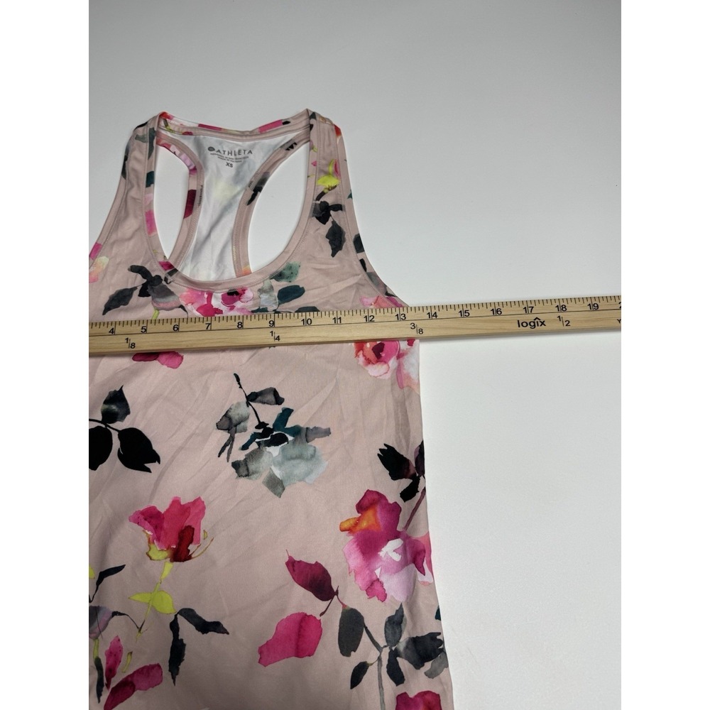Athleta Tank Top Womens XS Shanti Pink Floral Printed Racerback Shirt Stretch - Picture 5 of 9